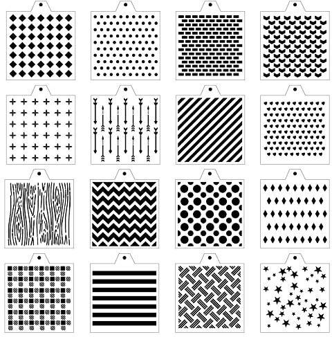 16 Pcs 5.5x5.5in Cookie Stencil DIY Royal Icing Baking Stencils for Royal Icing Cookies, Airbrush Cookies; Sugar Cookie Stencils,Craft Painting, Stencil Genie Stencils (Essential)