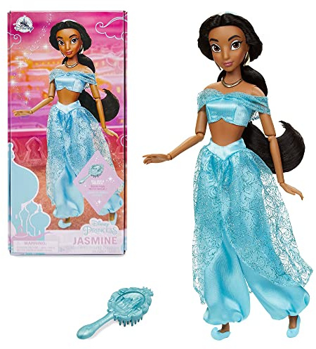 Disney Store Offizielle Puppe Prinzessin Jasmin für Kinder, Aladdin, 29 cm, vollbewegliche Puppe mit ausgearbeiteter Haarbürste, geeignet ab 3 Jahren