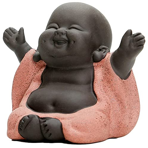 Fayemint Estatua de Buda de Cerámica, Buda Sonriente, Estatua de Buda Creativa, Pequeña Figura de Buda,Ornamentos de Regalo, Arte de Cerámica Delicada y Artesanía