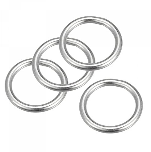 sourcing map Anneau Soudé Inox Acier 316 Rond 25mm ID 4mm Épais 4pcs