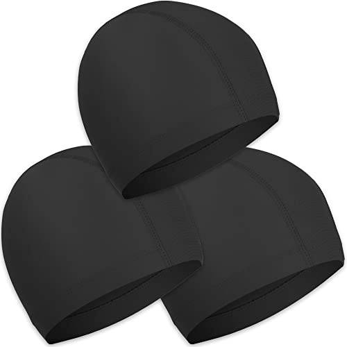 3 Pièces Bonnets de Bain, Élastique Bonnets de Natation en Tissu Polyester, Bonnet Piscine Souple pour Enfant Femme Homme