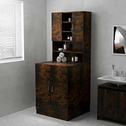 Mogou Tvättmaskin, Skåp med tvättmaskin, Skåp Tvättmaskin, Möbler Hyllor, Tvättmaskin & Torktumlare, Rökt Ek 71x71,5x91,5 cm