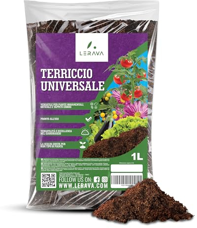 LERAVA® Terreau Universel [Bio] - 1L - Substrat Universel pour Plante intérieur - Idéal pour Semis, Rempotage, et Plantes Vertes - Terre Végétale Riche - Terreau semis - 100% Made in Italy