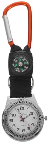 Mountaineering Nurse Watch with Compass and Carabiner Durable Alloy and Canvas Design Easy-to-Read Dial for Outdoor Hiking Camping and Professional Use