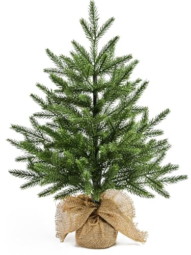 60CM Mini Sapin de Noël Artificiel, Petit Sapin de Noël Décoré avec Branches en PE, Mini Arbre de Noël pour Décoration de Table Bureau Interieur