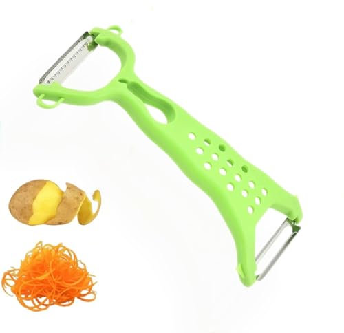Veggie Glide - Éplucheur Double Fonction en Acier Inoxydable, 2 en 1 pour Éplucher et Râper, Éplucheur à Fruits et Légumes avec Poignée Ergonomique(vert)