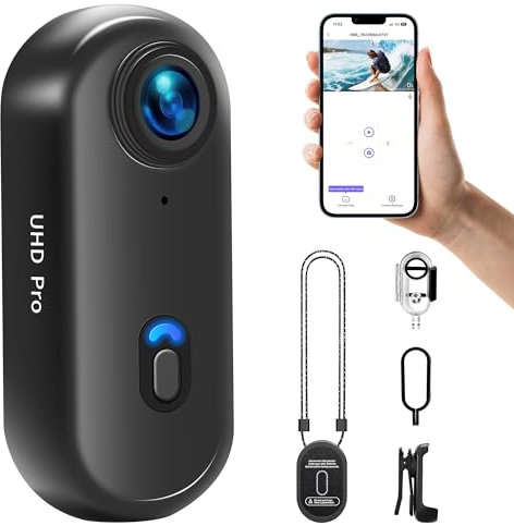 NinjaCam Mini Caméra Sport 4K WiFi, 360° Camera Vlog, Caméra d'action pour Casque de Moto, Bodycam Portable Étanche jusqu'à 30M, Accessoires Multifonctionnels
