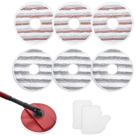 6 PCS Mop Head Replacement Spin, Spin Mop Heads Compatible with Vilda,Washable Head Replacement Microfiber with A Pair of Disposable Household Dust Gloves