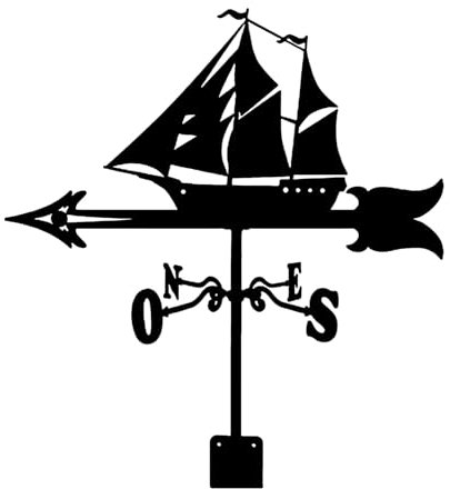 Girouette Bateau, Girouette Anemometre Bateau Voilier De Jardin Exterieur A Piquer, Indicateur De Direction du Vent Décoratif pour Toit Extérieur, Girouette Moulin À Vent De Jardin Ferme, Cour