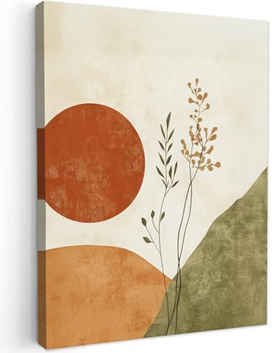MuchoWow© Stampa Foto 30x40 cm Quadro Moderno Quadri Moderni Soggiorno Con Cornice Stampe Da Parete Camera Da Letto Matrimoniale Decorazione Canvas Sole - Rami - Arancione - Astratto