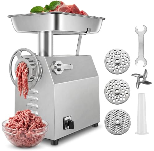 CVS2020.COM Heavy Duty Commercial Meat Mincer- A Series Size, High Grade 1100W Motor, Minces 250kg/h, Hygienic Stainless Steel Enclosure and Components (TK-22)