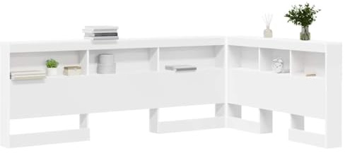vidaXL Tête de lit de Rangement Blanc 207,5 x 137,5 x 76,5 cm, Mobilier de Chambre, tête de lit rectangulaire, Solutions de Rangement, Design Compact et Pratique, Style Minimaliste