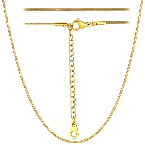ChainsHouse Edelstahl Kette 35cm Damen Schlangenkette 1.2mm Halskette Gold Mädchen Snake Kette mit Karabinerverschluss Frauen Snack Chain Necklace Women Halsschmuck für Tochter