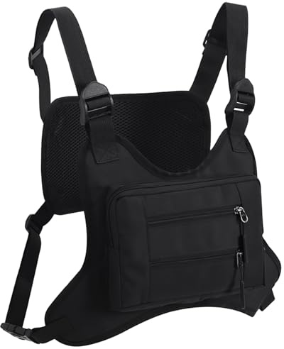 YOFAPA Minimalist Chest Rig Bag, Skiing Chest Pack for Men, Snowboarding Front Chest Pouch with Breathable Back Panel & Adjustable Straps, Oxford Fabric with Multiple Zipper Pockets