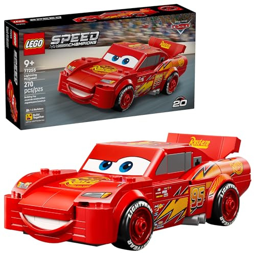 LEGO Speed Champions Lightning McQueen Toy - Disney Pixar Cars Building Blocks for Kids, Boys & Girls, Ages 9+ - Pretend Play Race Car & Bedroom Shelf Display - 77255
