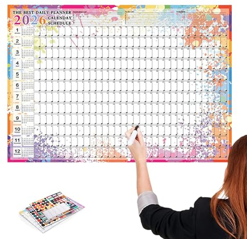 2026 Wall Calendar - Large Academic Schedule for Student, Teacher Planner with 12-Month Organization, Poster Chart for Family, Offices Planning and Oversized Format, 29.2x20.7 Inches