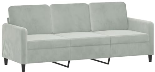 Emmtore Sofá de 3 plazas Terciopelo Gris Claro 180 cm, Sofá con Reposabrazos Respaldo, Sofá Biplaza Tapizado