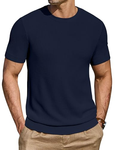 COOFANDY Camiseta De Hombre Camisa De Manga Corta Jersey Cuello Redondo JerséIs De Punto Normal