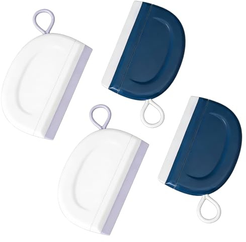 4 Pcs Small Squeegee, Mini Car Squeegee with Plastic Hooks, Shower Squeegees for Shower Doors, Glass, Windows, Bathroom Kitchen Cleaning