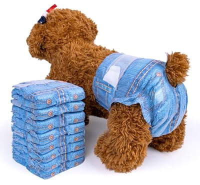 Pet Soft Hundewindeln für Hündinnen, 24 Stück, Katzenwindeln, Welpenwindeln, super saugfähig, Denim-Jeans-Stil