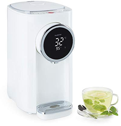 Klarstein Hot Spring Plus Distributore acqua calda, Serbatoio: 5 litri, Display LCD, 45-95 °C, Serbatoio in acciaio inox, Protezione anti marcia a secco e surriscaldamento, Sicurezza bambini, bianco