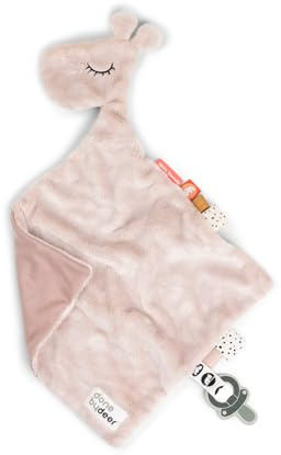 Done by Deer Baby-Kuscheltuch Raffi Rosa - 30x30 cm - Praktischer Klettverschluss und eine elastische Schlaufe für den Schnuller - 50% Baumwolle, 50% Polyester
