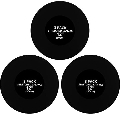 Belle Vous 3 Stk Schwarze Blanko Leinwand Rund - 30cm Durchmesser - Vorbespannte Kreisrunde Rahmen - Zum Ausmalen für Acrylfarben, Ölfarben, Skizzieren und Zeichnen