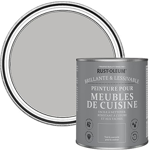 Rust-Oleum Grey Kitchen Cupboard Paint in Gloss Finish - Flint 750ml