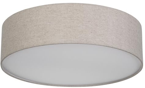 REV Deckenlampe LED - Deckenleuchte rund 40cm mit Stoff-Lampenschirm im Vintage-Look – ideal für Schlafzimmer & Wohnzimmer, taupe