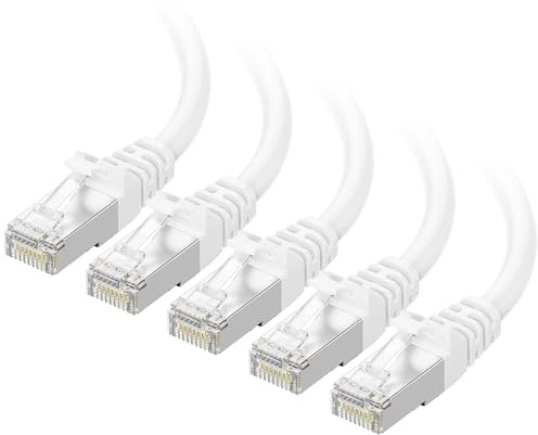 Cable Matters 10Gbps 5-Pack Snagless Shielded Cat 6A Ethernet Cable - 5ft, Cat 6A Cable, Cat6A Cord, Ethernet Cord, White