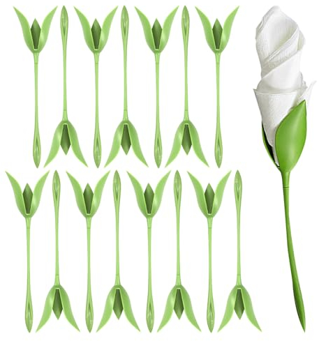 Serviettenhalter in Blattform und Blumenform - 15 Stück mit Serviettenring, Origami-Blumen, geeignet für Restaurant, Haus, Bankett