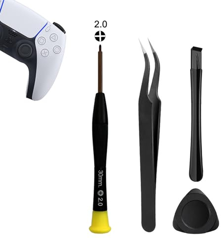 Cleaning Repair Tool Kit for PS5, PS4, PS3, PS2, PS1 Playstation Controller with Paddles, Crossed Screwdriver PH00(+2.0) with Tweezer, Plastic Safe Pry Bar, Triangle Paddle, Part Accessories(PS-4pc)