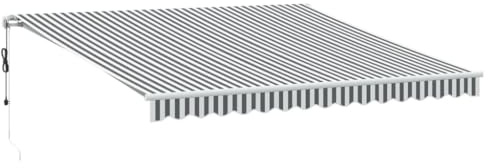 vidaXL Markis automatiskt infällbar antracit&vit 400x350 cm