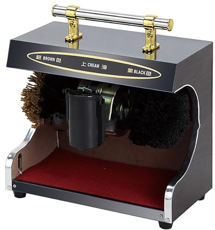 Máquina limpiabotas automática, Máquina pulidora de zapatos automática por inducción, limpiadora de zapatos eléctrica de acero inoxidable con cepillo de combinación doble, pulido rápido de 1400 RPM(Sc