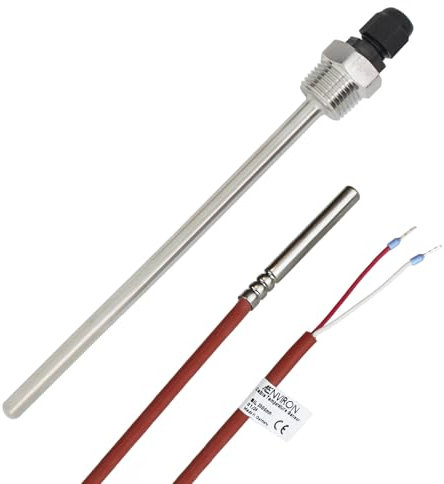 ENVIRON- Set Kabeltemperaturfühler mit Tauchhülse | [PT1000, PT500, PT100, NTC5K, NTC10K, NTC20K, NTC100K] Temperatursensor Fühler Kabelfühler Solarfühler (PT1000, 100mm Tauchhülse)
