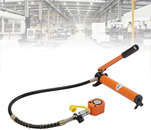 10T Mini Hydraulic Cylinder Jack, Low Profile Porta Power Ram Short Steel Lifting Jack, Single Acting Jack Plunger with CP-180 Hydraulic Hand Pump with 0.43 in Stroke for Mechanical Shipbuilding