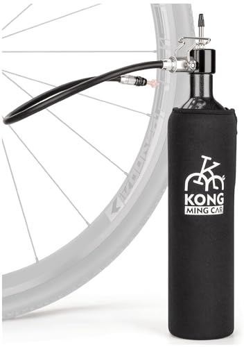 KONG MING CAR Fahrrad Tubeless Reifen-Booster 1,1 L / 160 PSI (11 bar) – wiederverwendbarer Aluminium Reifenfüller/Minipumpe für Presta (SV) Ventile – Schnelle Tubeless-Montage & Reifenversiegelung