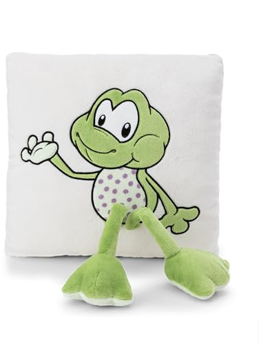 NICI Kissen Frosch Fridolin Frog 30x30cm - weiß - Flauschiges Kuscheltierkissen für Kinder und Erwachsene, Plüschkissen ideal für Zuhause, Kindergarten oder unterwegs | 62283