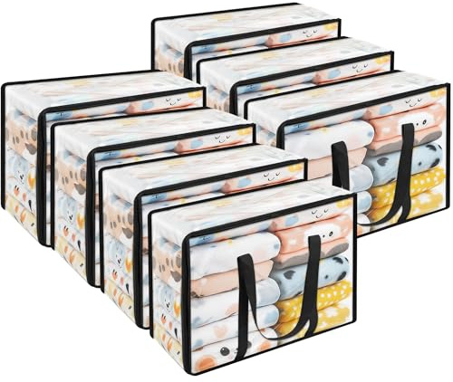 Vieshful 7 Stück Transparente Plastik Aufbewahrungstasche, 60L Organizer Aufbewahrungsbox Kleideraufbewahrung Umzugskartons für Bettdecken, Kleidung, Bettwäsche, Weihnachtskränzen und Steppdecken