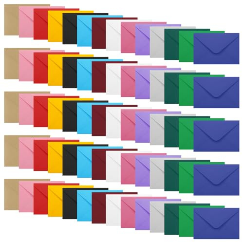 WYAN 70 Pièces Enveloppe, Enveloppes Colorées, Enveloppe Mariage, Petite Enveloppes, pour Cartes de Voeux Invitation Au Mariage (14 Couleurs, carte en papier et colle non incluses)