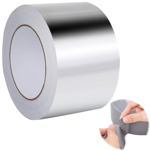 Seutmrou aluminiumtejp, 60 mm x 50 m självhäftande aluminiumtejp, värmebeständig vattentät aluminiumtejp, aluminiumtejp silver, för försegling, reparation och isolering