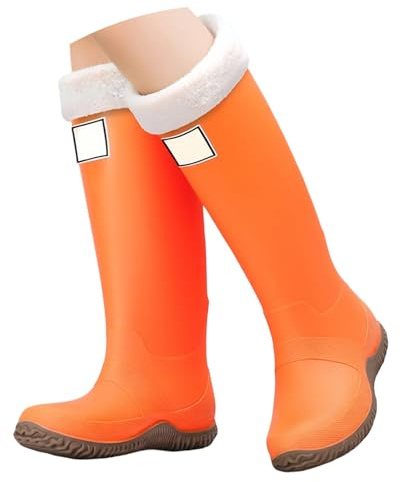 Genérico Botas De Agua Mujer Caña Alta, Botas Goma Mujer, Talla Grande Antideslizante Impermeables Ligero Galochas Casual Moda Cómodo Monocromo Holgados Botas Adecuado Para Días Lluviosos
