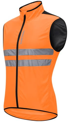 WOSAWE Herren Damen Fahrradjacke Leicht Atmungsaktiv Reflektierende Radweste Winddicht Sportbekleidung (B5 Orange Weste, M)