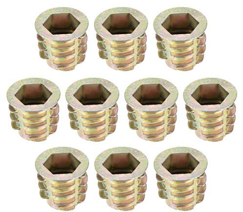 sourcing map Écrous Fileté Insert Vis Zinc Alliage Hex Prise M10 Internal Filetage 15mm Long Pour Meuble Bois 10pc