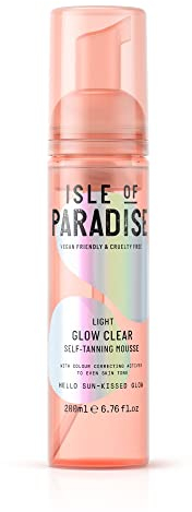 Isle of Paradise Self Tan Mousse, Light (200 ml) Glow Clear Selbstbräunungsschaum, natürliche Inhaltsstoffe & vegan (Verpackung kann variieren)