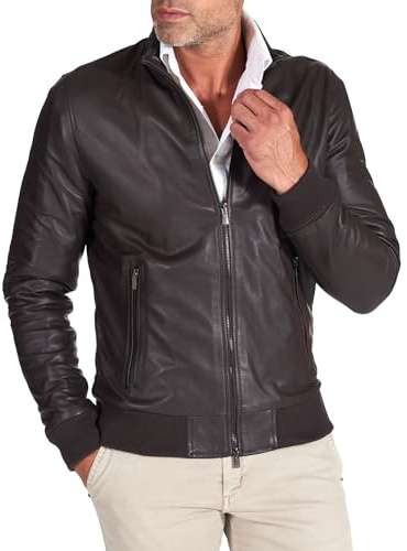 D'Arienzo Bomber Pelle Testa di Moro Uomo Giacca Primavera Vera Pelle Made in Italy 106 52/Testa di Moro
