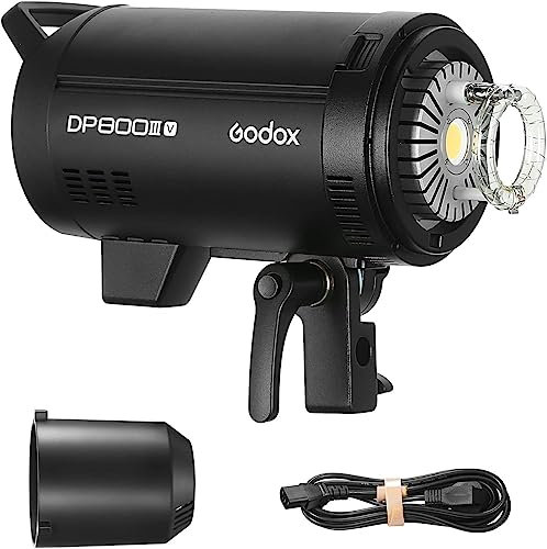 Godox DP800IIIV Flash de Estudio Profesional estroboscópico 800Ws, GN126 5600K Monolight con lámpara de Modelado de 30W 2.4G Wireless X System con Montura Bowens, excelente Estabilidad de salida-220V