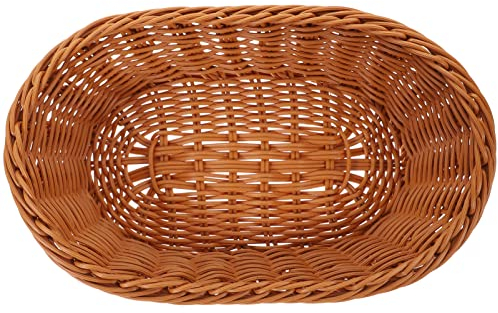 Alipis Cesto Ovale in Rattan Cestino per Pane in Vimini Cesto da Portata Intrecciato A Mano Rustico Rustico Ciotola di Frutta Contenitore per Alimenti Vegetariani Spuntino Marrone Chiaro