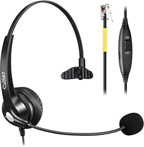 RJ9 Telephone Headset with Microphone Noise Cancelling, Mono Phone Headset Compatible with Yealink T19P T21P T41P T23G T46U T41S T42S T46S T48S Avaya 1608 1616 9608 9611G Grandstream GXP1620 Snom