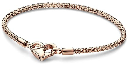 Pandora Moments Studded chain 14k rose gold-plated bracelet with heart clasp, 20